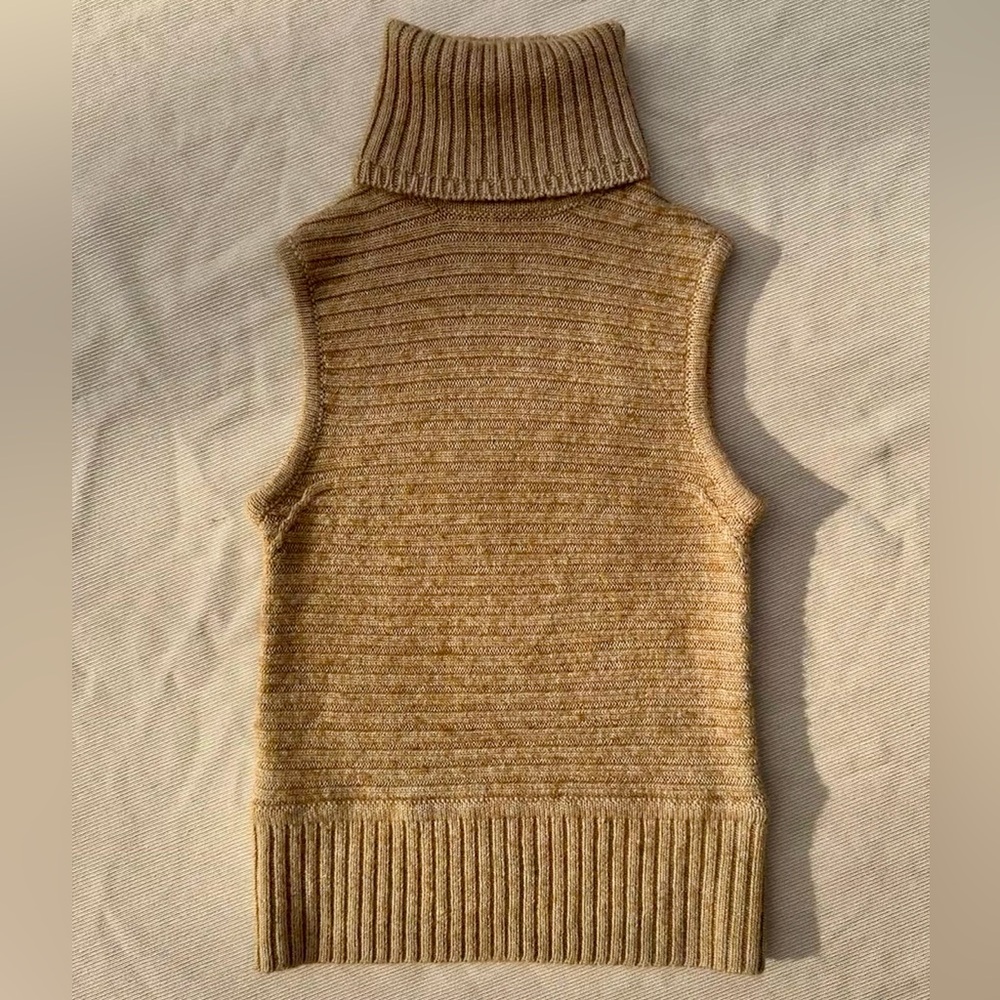 Vintage Moda International Chunky Camel Sleeveless Turtleneck 90s Classic - Picture 3 of 4